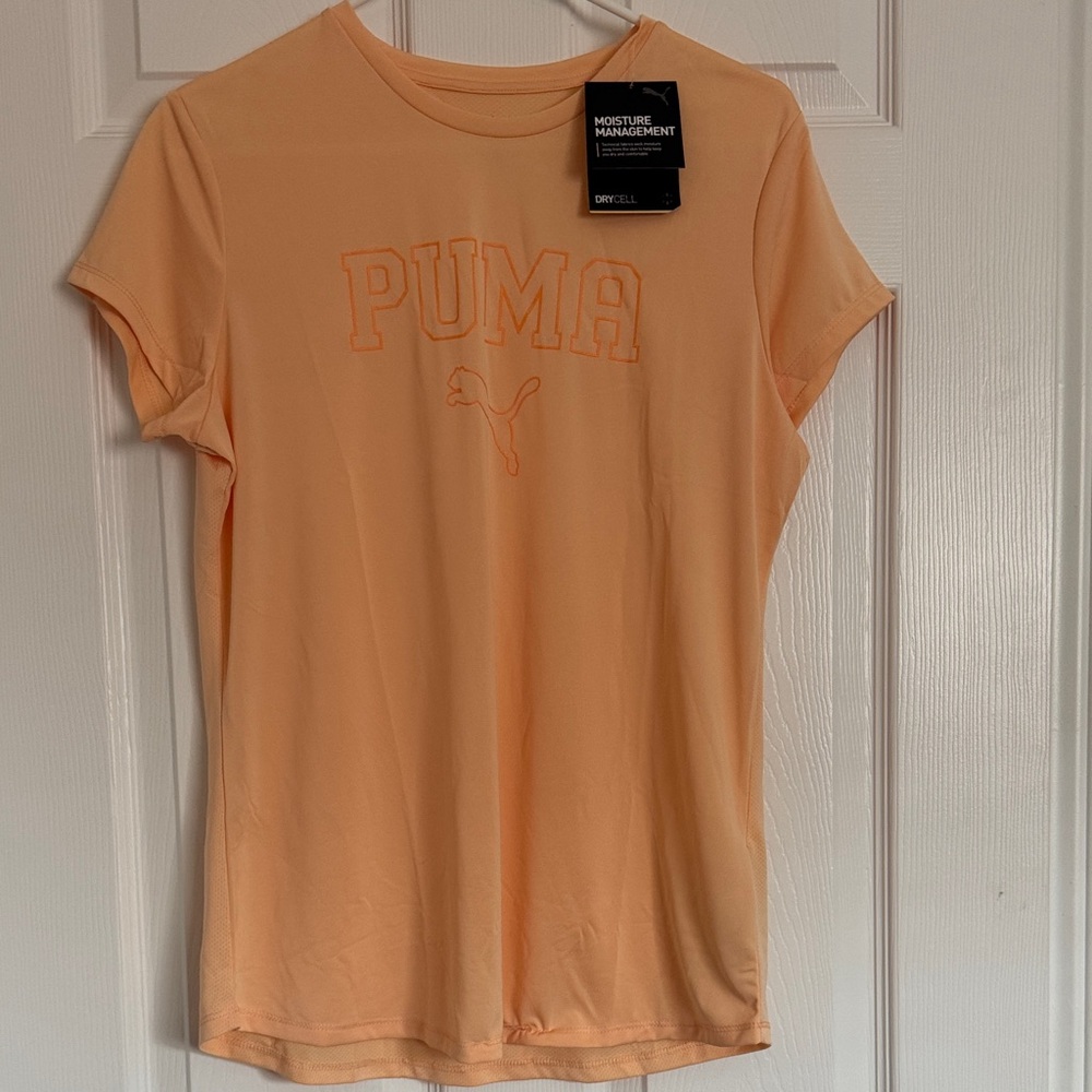 Puma Women's Peach Short Sleeve Logo Tee - Light Peach
